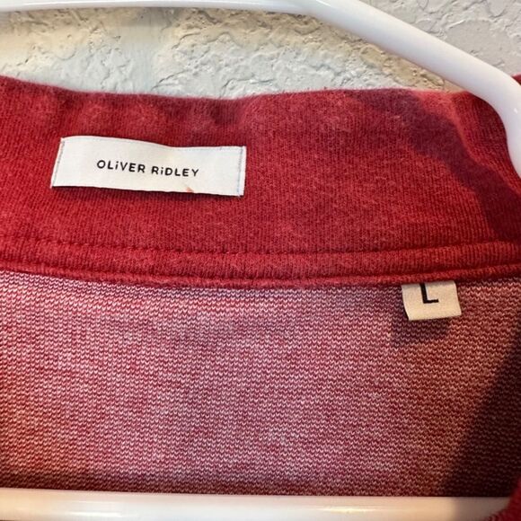 Mens Oliver Ridley Red 100% Cotton Quarter Zip Pullover Sweater - Size L - EUC - Picture 2 of 5